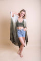 Ombre Vertical Stitched Kimono Hunter Green