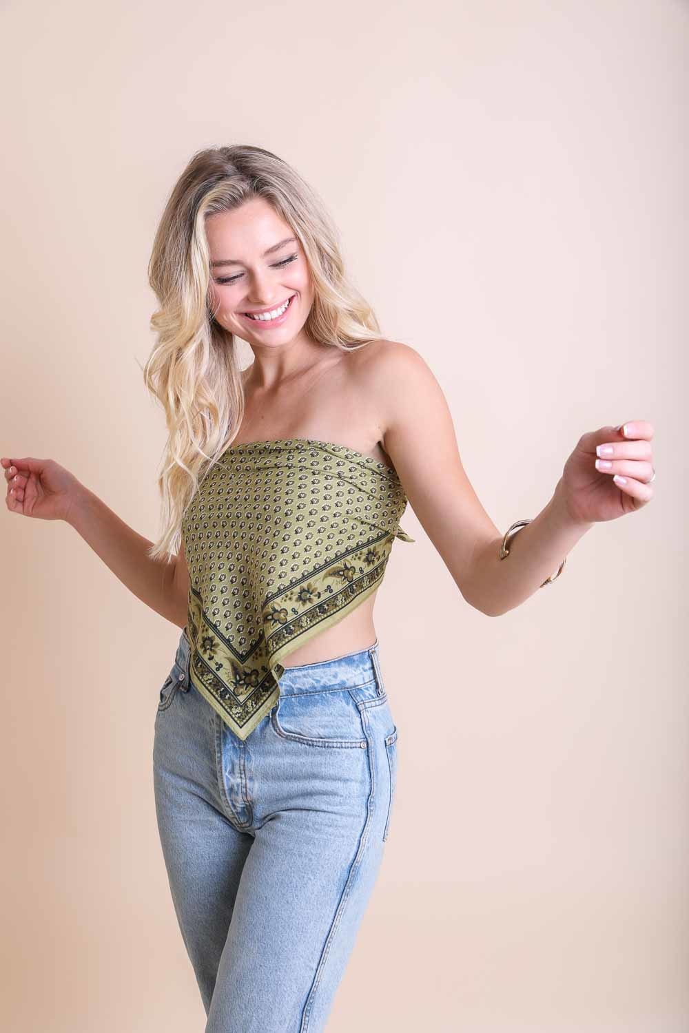 Oversized Luxe Cotton Bandana Hats &amp; Hair Olive