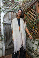 Persian Style Two Tone Tassel Kimono One Size / Ivory