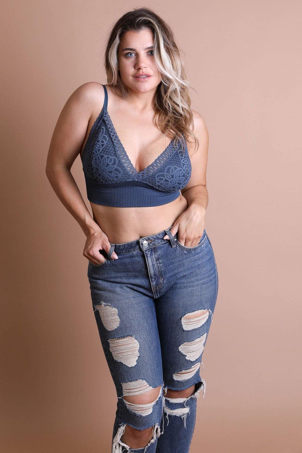 Leto Collection - Plus Size Waistband Loop Lace Brami – Thank you