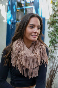 Pointelle Fringe Infinity Scarves