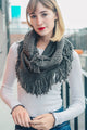 Pointelle Fringe Infinity Scarves Gray