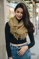 Pointelle Fringe Infinity Scarves Mocha