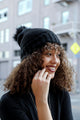 Pom Beanie with Faux Sherpa Lining Hats & Hair Black