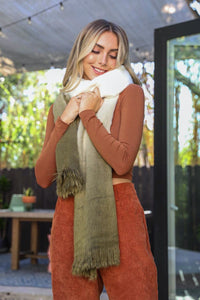Silky Wool Ombre Scarf Scarves Olive