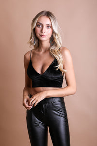 Sleek Velvet Longline Bralette Small / Black