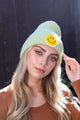 Smiley Face Ribbed Beanie Beanies Mint