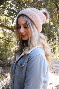 Soft Mohair Pom Beanie Hats & Hair Rose