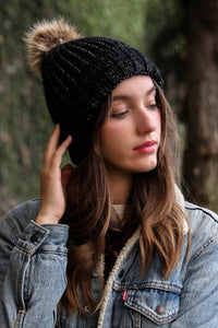 Soft Rib Knit Pom Beanie Hats & Hair Black