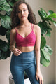 Strappy Back Geometric Lace Bralette Small / Fuchsia