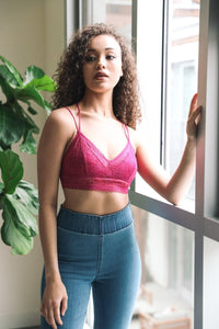 Strappy Back Geometric Lace Bralette