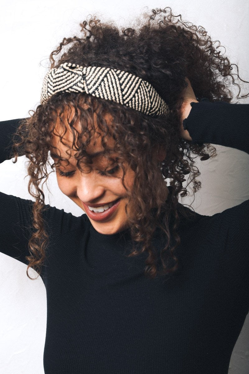 Straw Rattan Knotted Headband Hats &amp; Hair Black