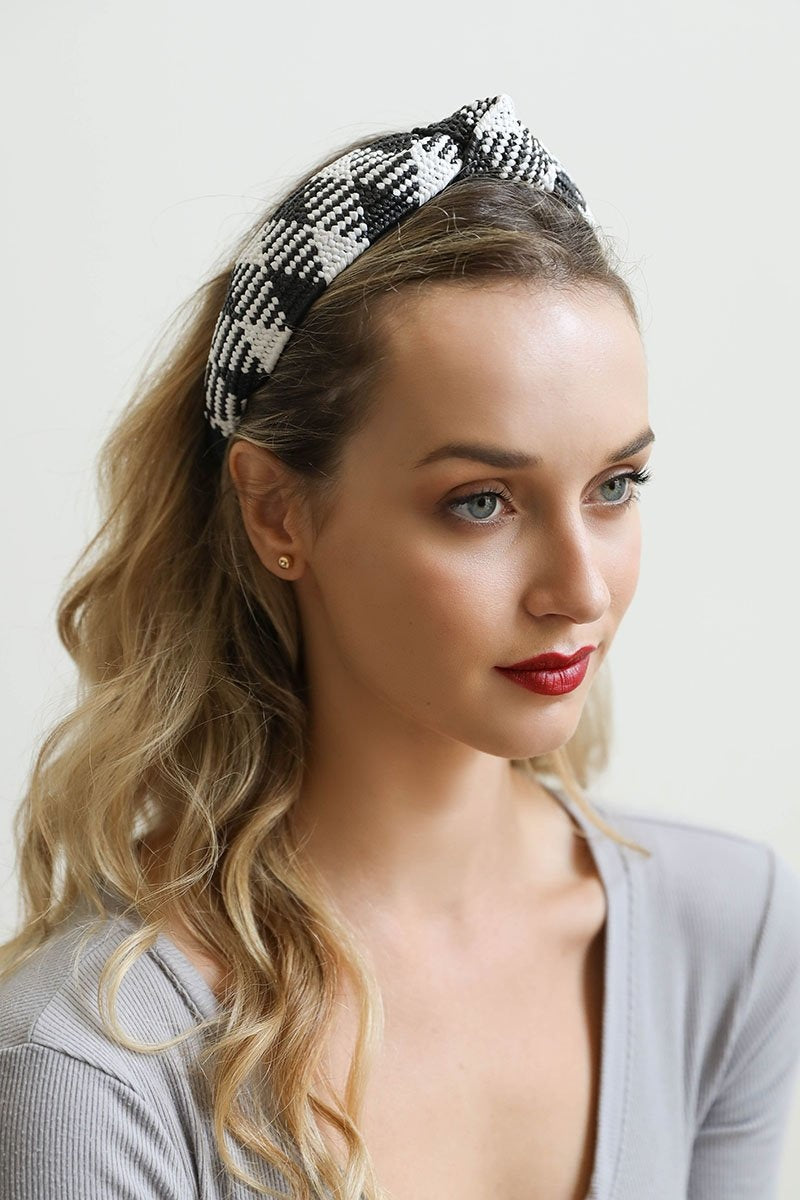 Straw Rattan Knotted Headband Hats &amp; Hair Black/White