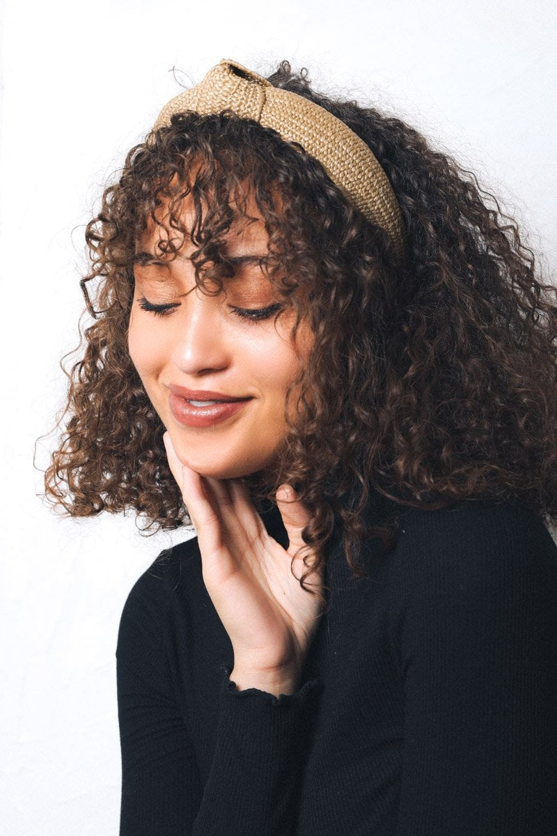 Straw Rattan Knotted Headband Hats &amp; Hair Natural