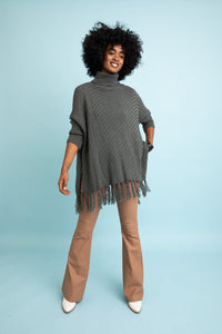 Sweater Weather Roll-Neck Poncho Ponchos