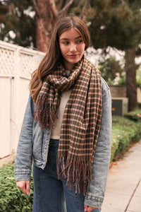 Tartan Woven Tassel Scarf Scarves