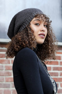 Textured Slouch Beanie Beanies Gray