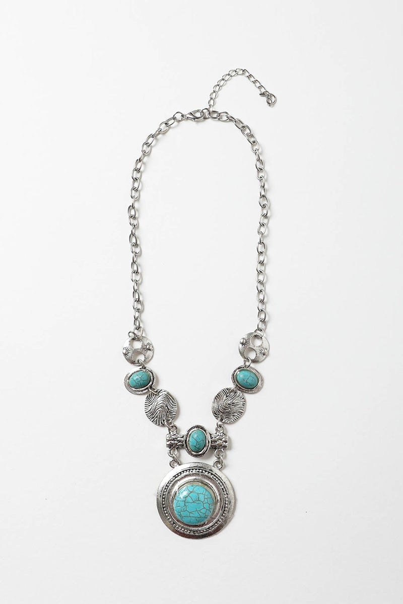 Turquoise &amp; Silver Stepping Stone Necklace Jewelry