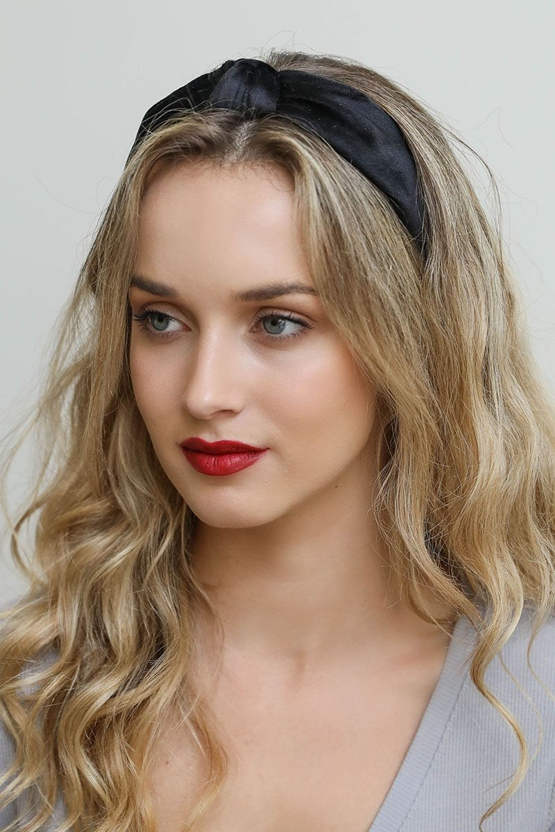 Velvet Twist Knot Headband Hats &amp; Hair Black