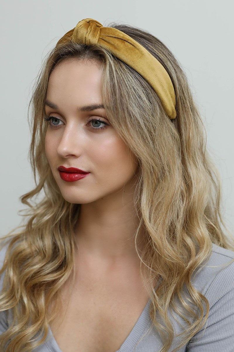 Velvet Twist Knot Headband Hats &amp; Hair Mustard