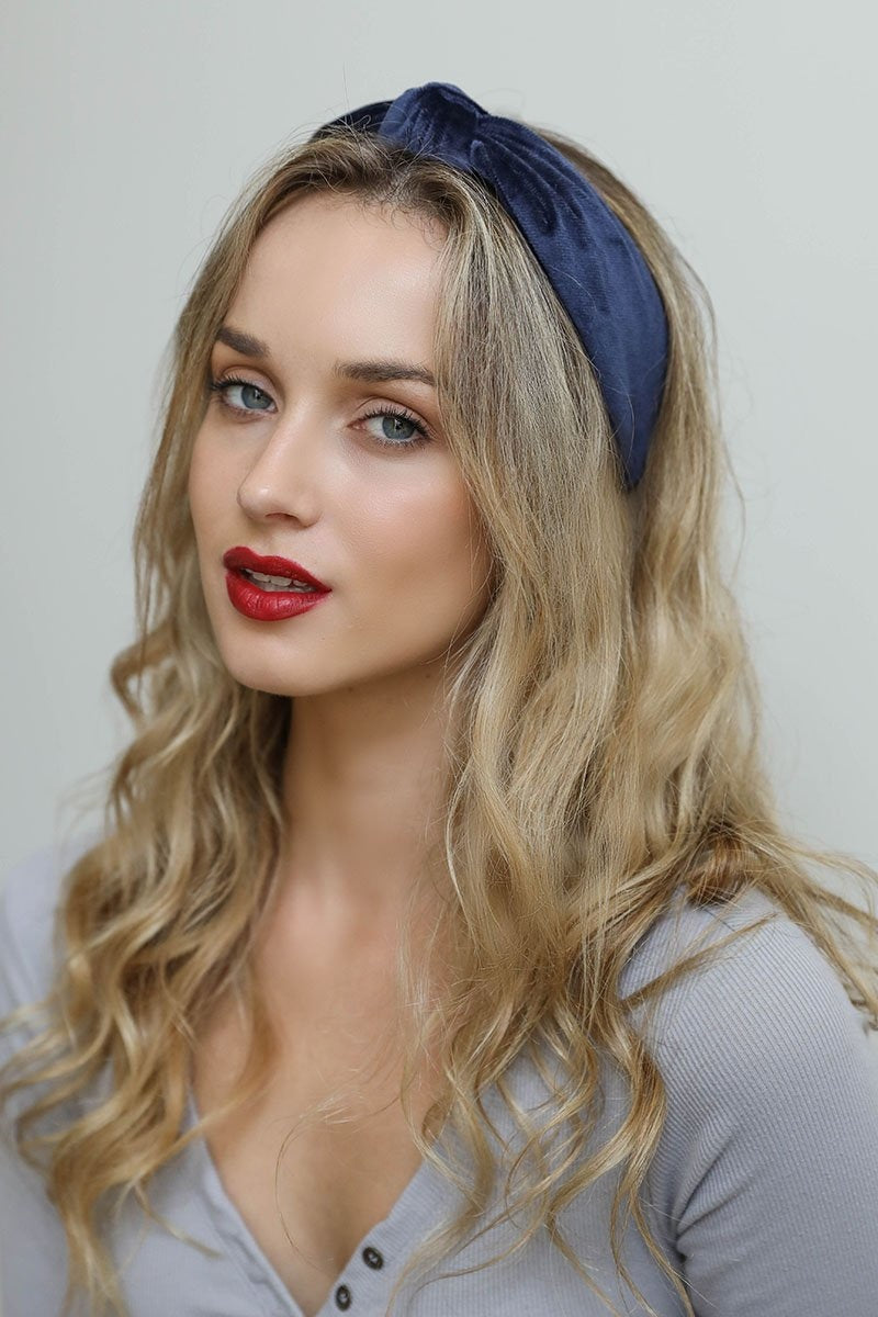 Velvet Twist Knot Headband Hats &amp; Hair Navy