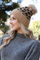 Wild Leopard Knit Beanie Beanies Camel